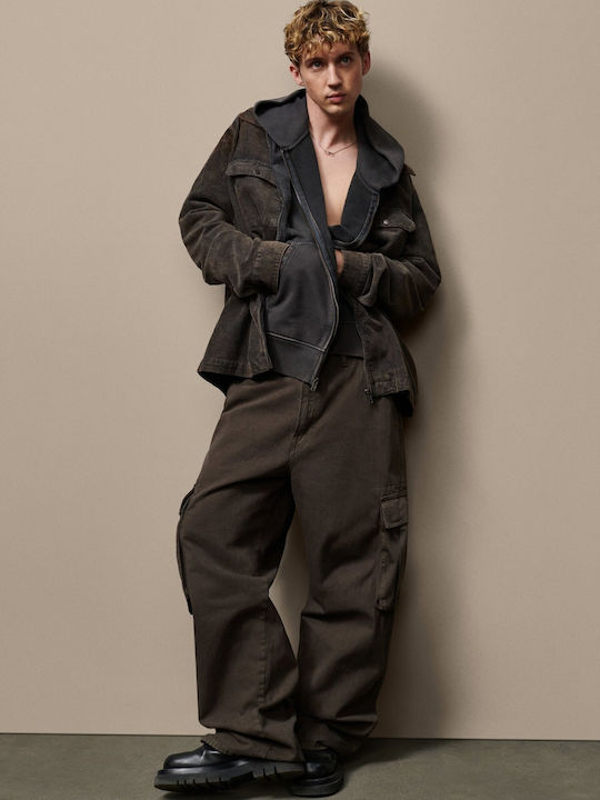 Ανδρικό Παντελόνι Τζιν Cargo με Loose Straight Εφαρμογή Terra Brown