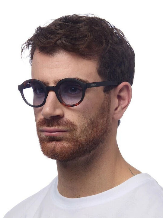 Okkia Lauro Unisex Sunglasses with Brown Tartaruga Plastic Frame and Gray Lens