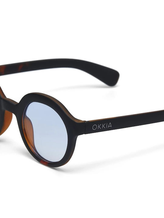 Okkia Lauro Unisex Sunglasses with Brown Tartaruga Plastic Frame and Gray Lens