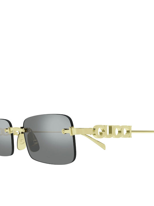 Gucci Unisex Γυαλιά Ηλίου με Χρυσό Μεταλλικό Σκελετό και Μαύρο Φακό GG1808S 003