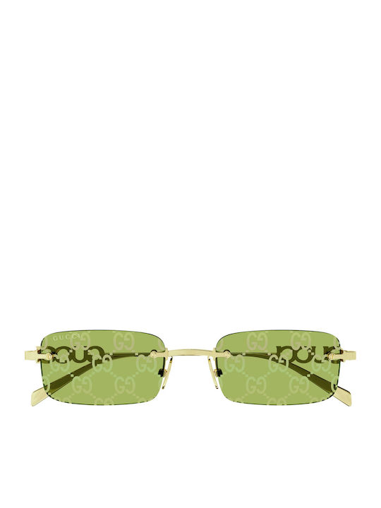 Gucci Unisex Sunglasses with Gold Metal Frame and Green Lens GG1808S 002