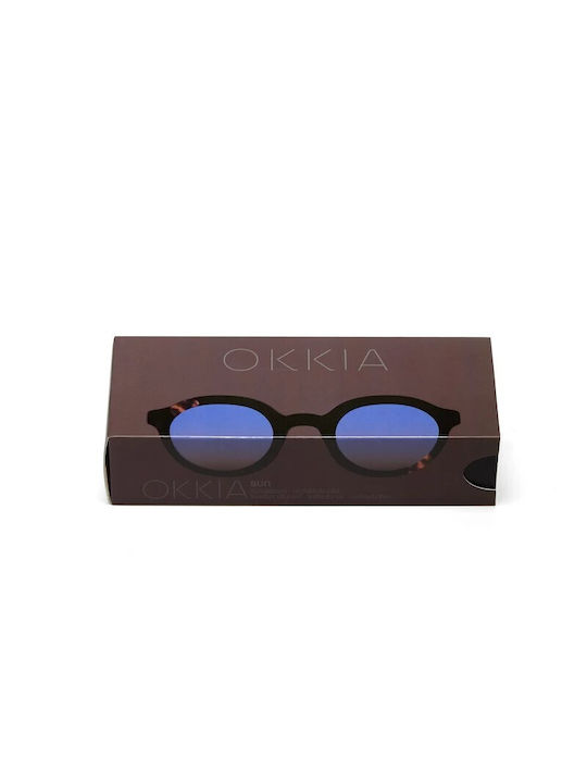Okkia Lauro Unisex Sunglasses with Brown Tartaruga Plastic Frame and Gray Lens
