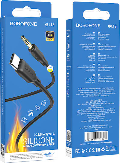 Borofone USB 2.0 Cable USB-C male - 3.5mm Μαύρο 1m 2341