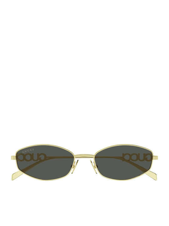 Gucci Damenträger Sonnenbrille mit Goldenem Metallrahmen und Grauen Gläsern GG1802S 001