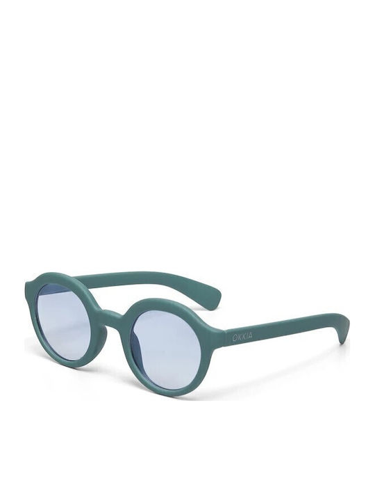 Okkia Lauro Unisex Sunglasses with Brown Tartaruga Plastic Frame and Turquoise Lens