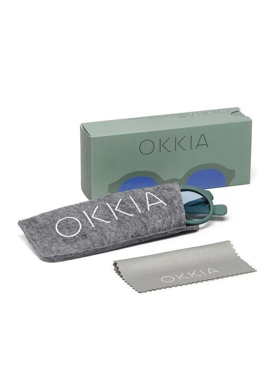 Okkia Lauro Unisex Sunglasses with Brown Tartaruga Plastic Frame and Turquoise Lens