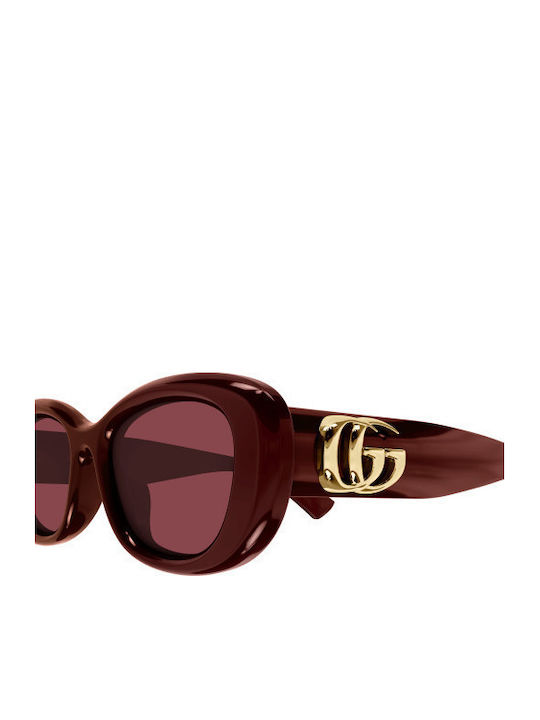 Gucci Damen Sonnenbrille mit Burgundisch Kunststoff Gestell und Burgundisch Linse GG1829SK 003