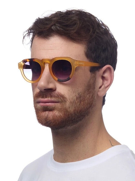 Okkia Zeno Unisex Sunglasses with Brown Tartaruga Plastic Frame and Gray Lens