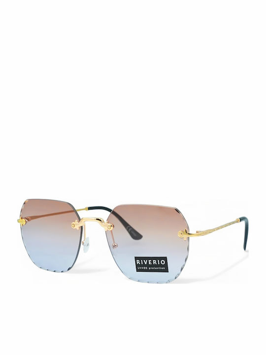 Riverio Unisex Γυαλιά Ηλίου με Χρυσό Μεταλλικό Σκελετό και Γκρι Ντεγκραντέ Φακό RV42412