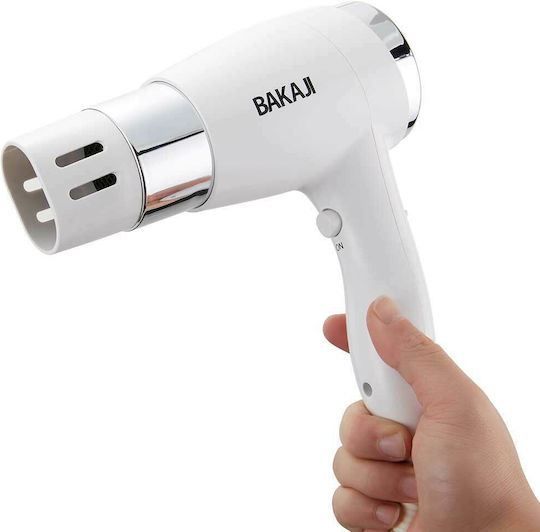 Bakaji Silver Hotel Hair Dryer 1.6kW with Spiral Cable up to 14.5cm
