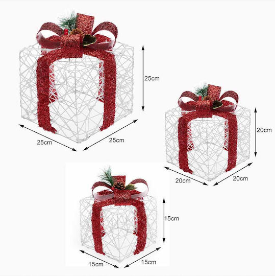 Bakaji Bakaji Set of 3 Lighted Christmas Gift Boxes Indoor Outdoor Decoration