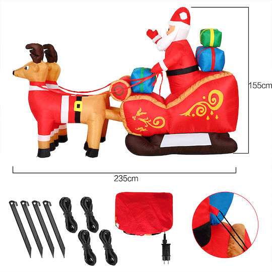 Inflatable Santa Claus in Sleigh Red