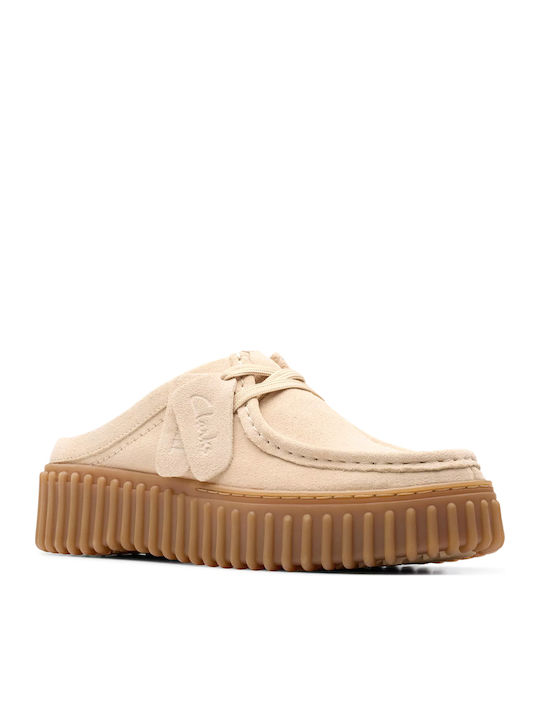 Torhill Suede Mules with High Heel in Beige Color