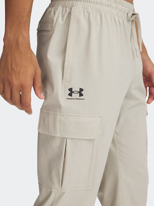 Ua Vibe Woven Cargo Παντελόνι Φόρμας με Λάστιχο Μπεζ