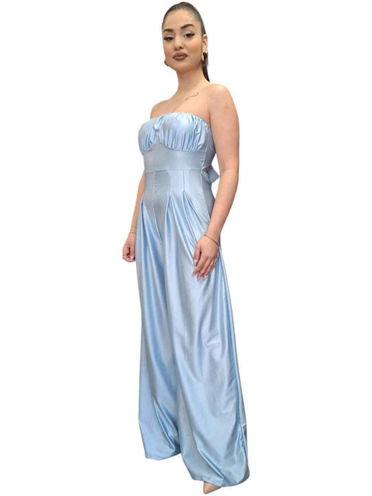 Γυναικεία Strapless Ολόσωμη Φόρμα Γαλάζιο