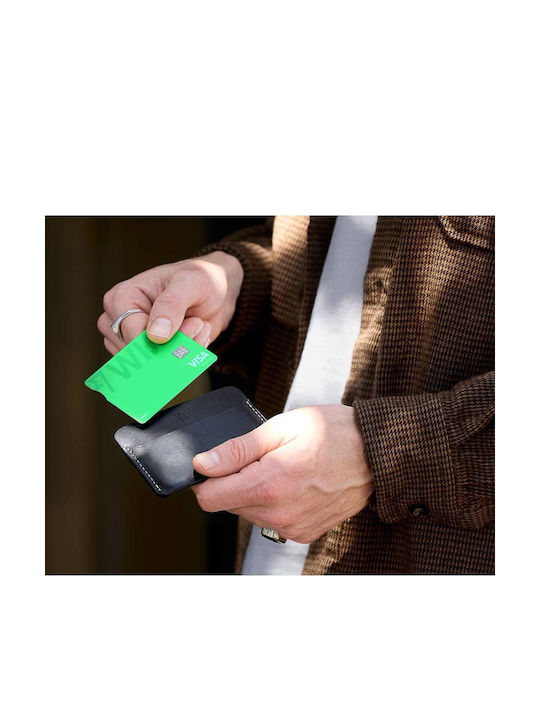 Кожен Мъжки Портфейл За Карти С RFID Зелен