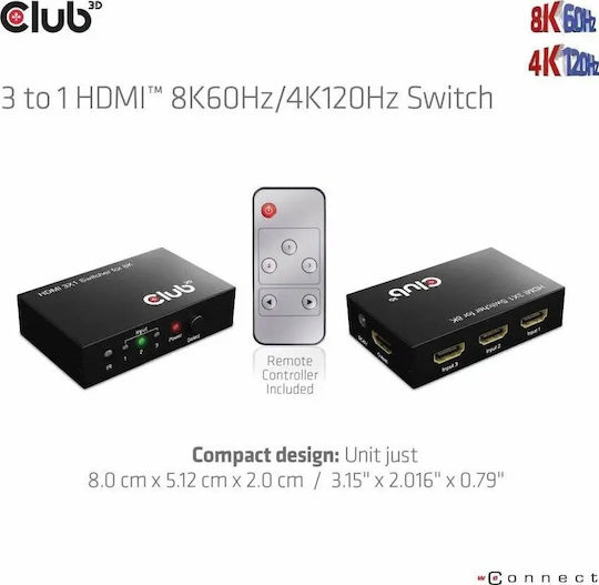 Club3D 3 ports HDMI Суич CSV-1381
