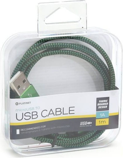 Platinet Braided USB 2.0 to micro USB Cable Πράσινο 1m (PUCFB1G)