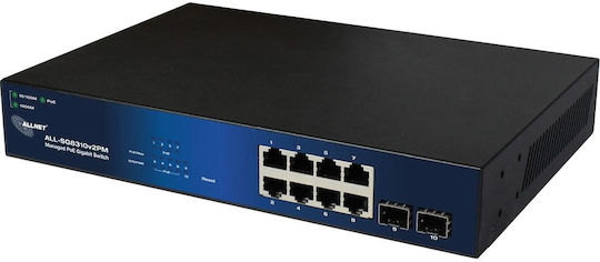 Allnet Managed L2 PoE Switch με 8 Θύρες Gigabit (1Gbps) Ethernet και 2 SFP Θύρες