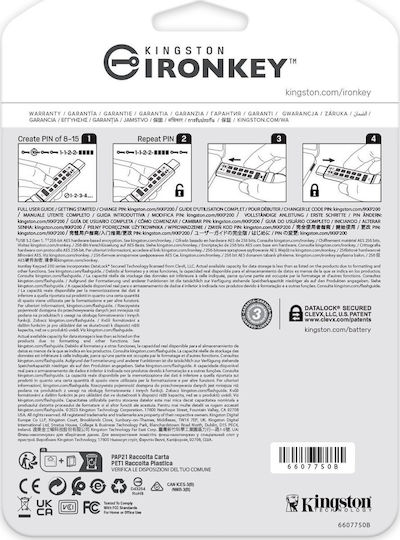 Kingston IronKey Keypad 200C 32GB USB 3.2 Stick με σύνδεση USB-C Μπλε