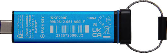 Kingston IronKey Keypad 200C 32GB USB 3.2 Stick με σύνδεση USB-C Μπλε