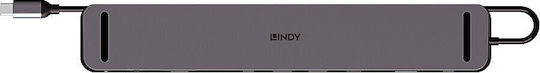 Lindy DST-Mini XT 810 USB-C Docking Station with HDMI/DisplayPort 4K PD Ethernet Silver