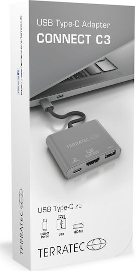 TerraTec Connect C3 USB-C / USB-A Docking Station mit PD Silber