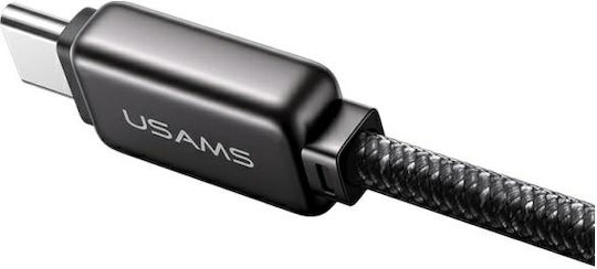 Usams Cablu USB 2.0 Braided / LED USB-C Masculin - USB-C 100W PD Alb 1.2m SJ744USB02