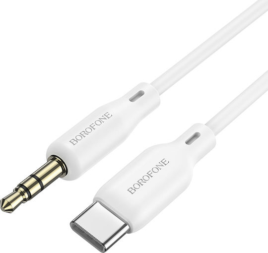 Borofone USB 2.0 Cable USB-C male - 3.5mm White 1m
