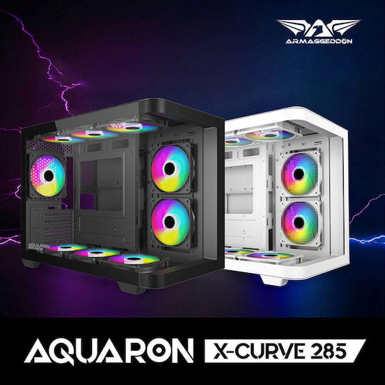 Armaggeddon Aquaron X-curve 285 Gaming Mini Tower Κουτί Υπολογιστή με Πλαϊνό Παράθυρο Fully Black