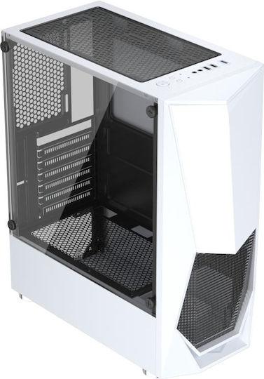 1STPLAYER DK-3 Gaming Midi Tower Computer Case with Side Window and RGB Lighting White
