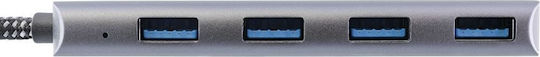 InLine Hub 4 Θυρών USB 3.2 με σύνδεση USB-A Γκρι