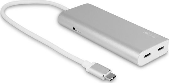 LMP Hub 5 Θυρών USB 3.0 με σύνδεση USB-C / USB-A Ασημί