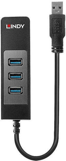 Lindy USB Hub 3 Ports USB 3.1 with USB-A Connection Ethernet
