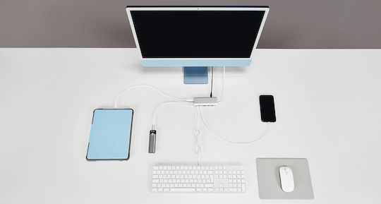 LMP Hub 5 Θυρών USB 3.0 με σύνδεση USB-C / USB-A Ασημί