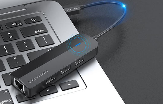 Vention Hub 3 Θυρών USB 2.0 με σύνδεση USB-A / Ethernet
