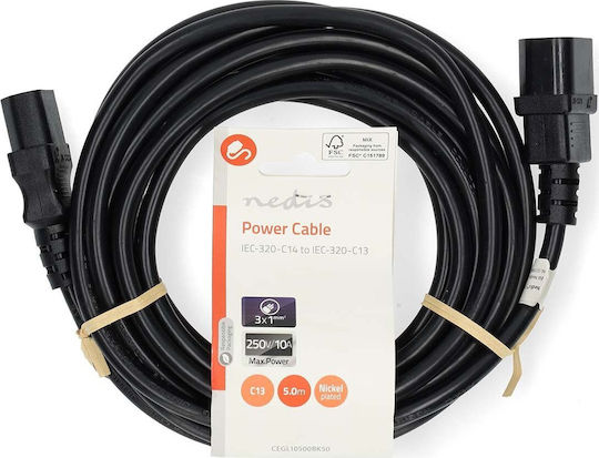 Nedis Stromverlängerungskabel Stecker IEC-320-C14 Buchse IEC-320-C13 Schwarz Bulk 5m