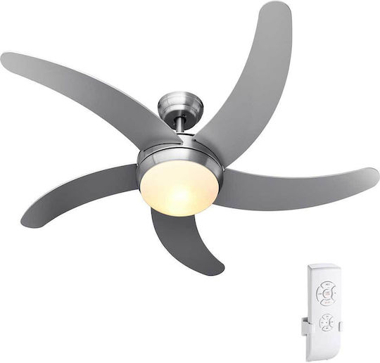 Bakaji Ceiling Fan 132cm with Light Fixture Silver