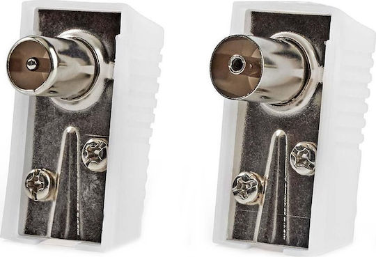 Nedis Iec Coaxial Connector Plug + Socket Angled 2 Pieces White Box