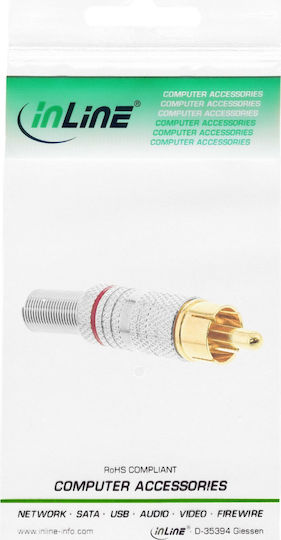 Inline Inline Metal Rca Dad Plug Soldering Silver Red Ring 6 Mm Cable