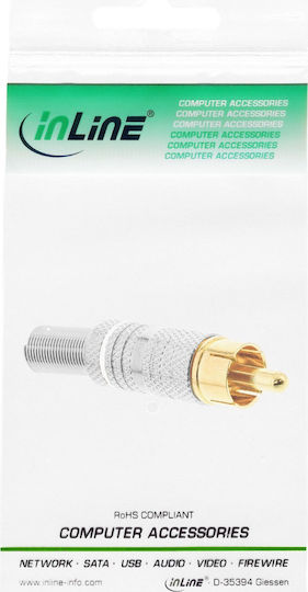 Inline Inline Metal Rca Dad Plug Soldering Silver White Ring 6 Mm Cable