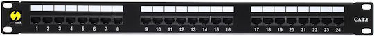 Netrack Patch Panel Unshielded για Rack 1U 19" 24 Θυρών cat6 Μαύρο