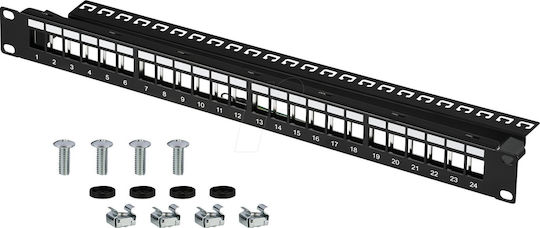 EFB Κάλυμμα Πάνελ για Rack 1U 19" 24 Θυρών Μαύρο