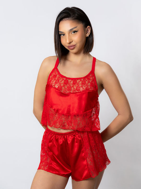Moongirl Satin Babydoll Iris Red