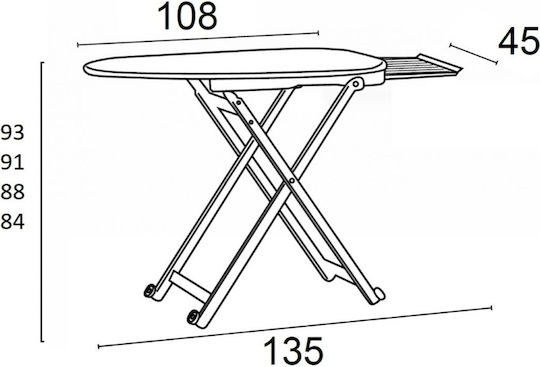 Stirolight Arit Bügelbrett Für Dampfbügeleisen Zusammenklappbar 135x45x93cm