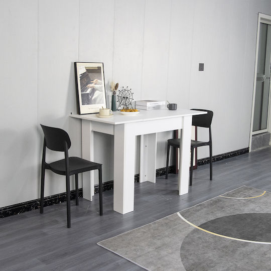 Table Kitchen Extendable Wooden White 90(+30)x60x78cm