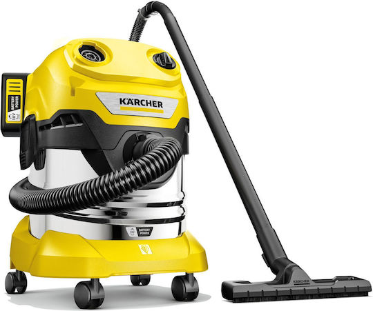 Karcher WD 4-18 S Dual Rechargeable Vacuum Wet / Dry with Plastic Bin 20lt