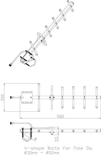 Allnet LoRA HELIUM IoT External WiFi Directional Antenna 14dBi with N-connector Connection