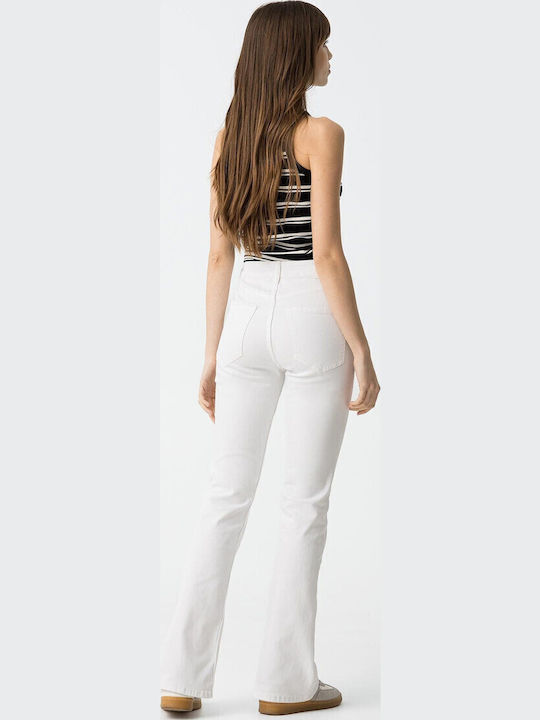 High Waist Women's Jean Trousers Flared White