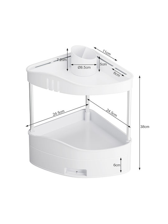 Bakaji Wall Mounted Bathroom Shelf Plastic 33.5x21x38cm White